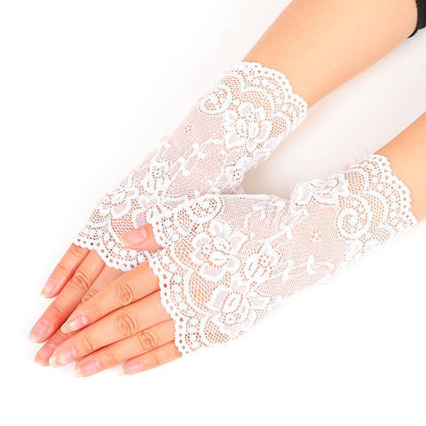 Lace Half-finger Sunscreen Short Outdoor Driving UV Protection Gloves Limorista