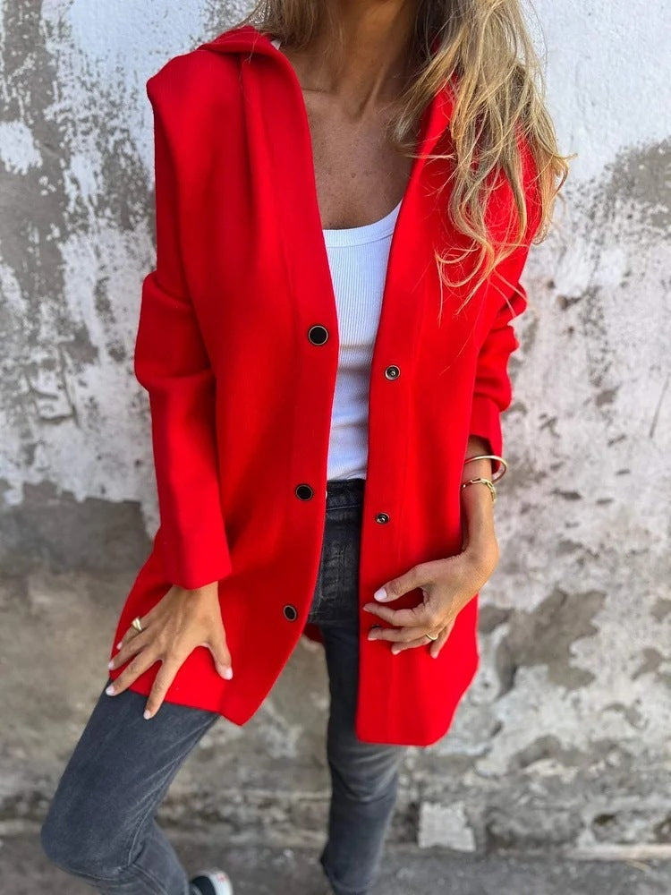 Casual Hooded Single-Breasted Cardigan Fashion Loose Solid Color Jacket Spring And Autumn Women&
