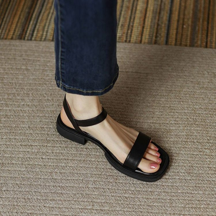 Elegant Chunky Heel Ankle Strap Roman Sandals Limorista
