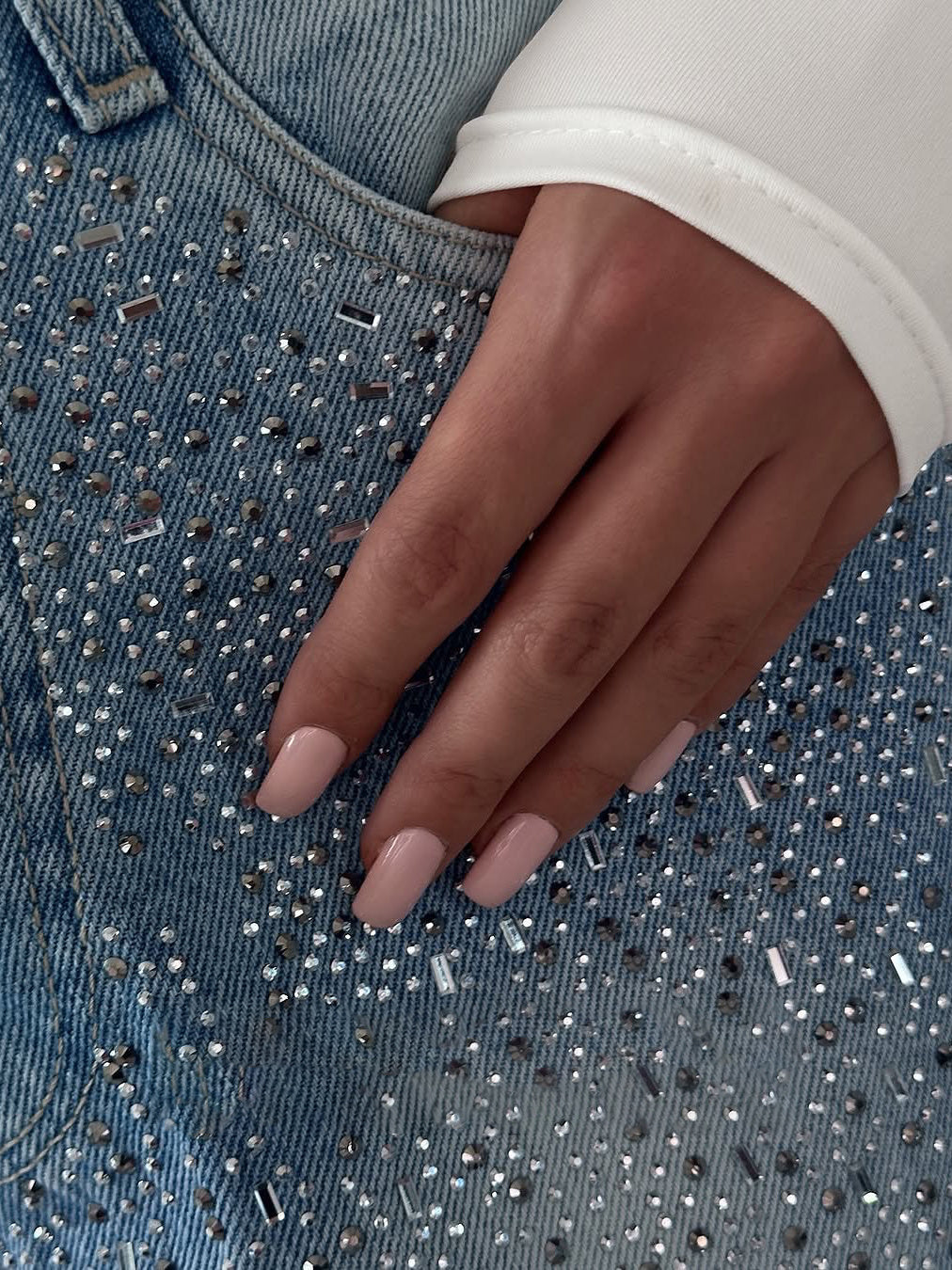 Irregular Rhinestone Jeans Limorista