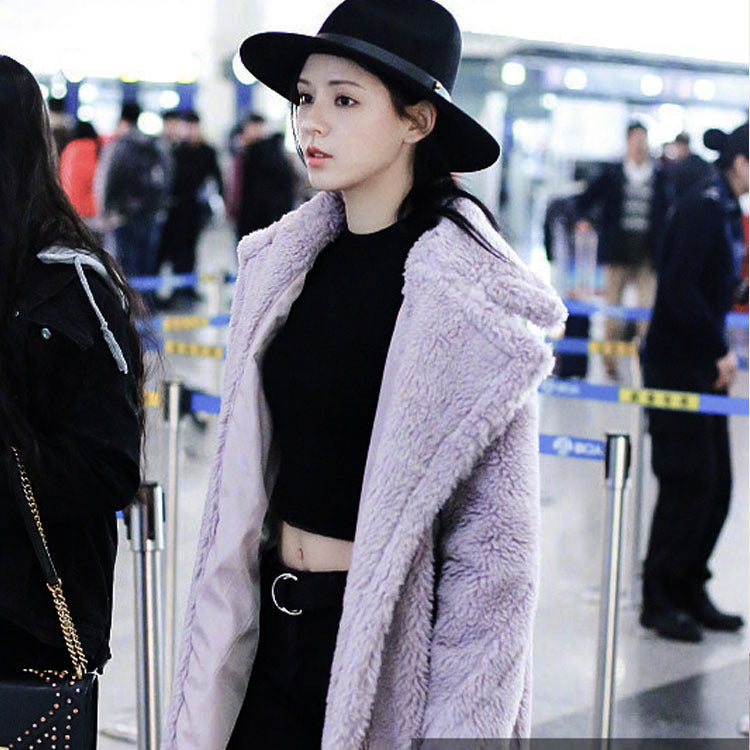 Plush Coat Ladies Long Lamb Coat Winter Limorista