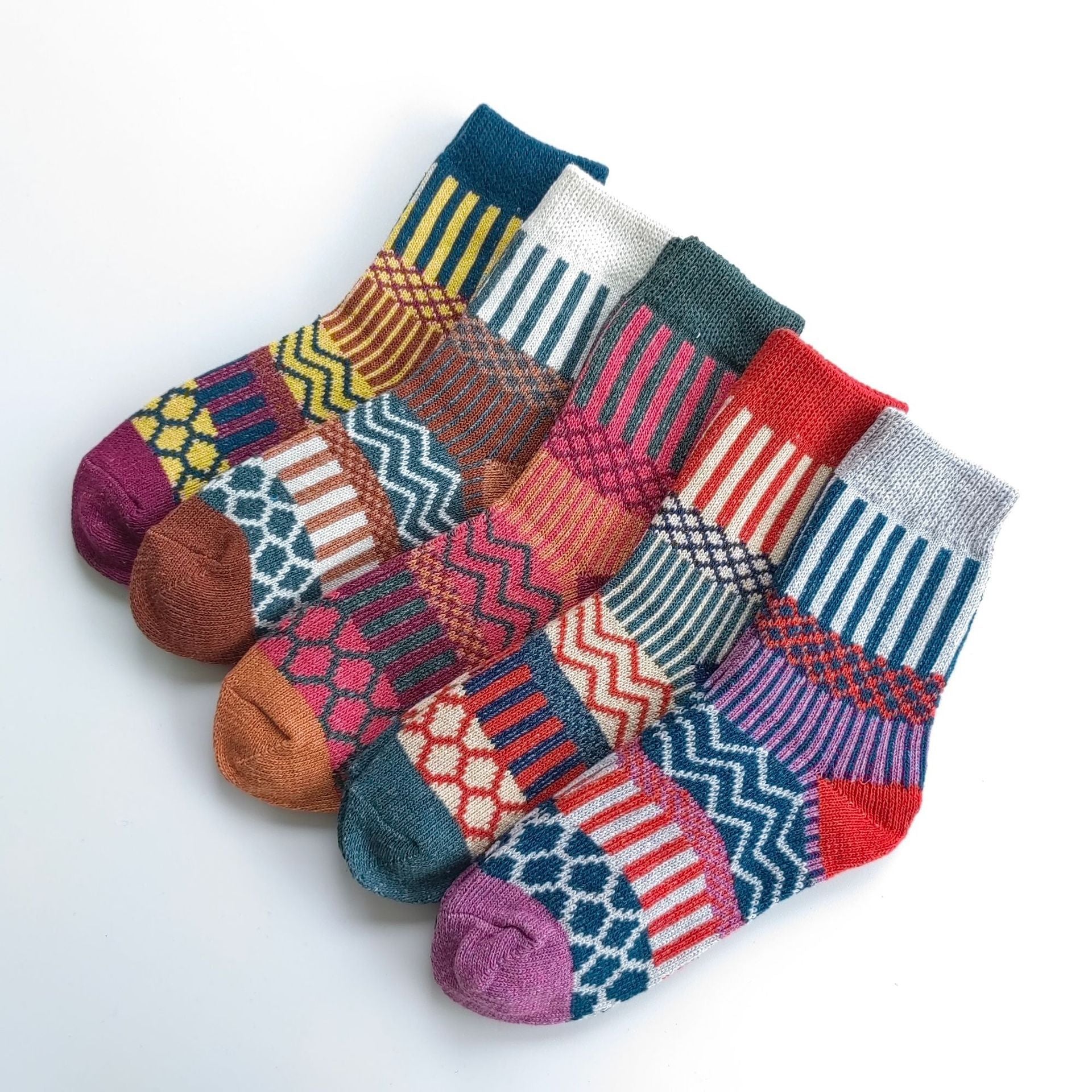 Winter Rhombus Wool Socks Thick Line Medium Tube Limorista