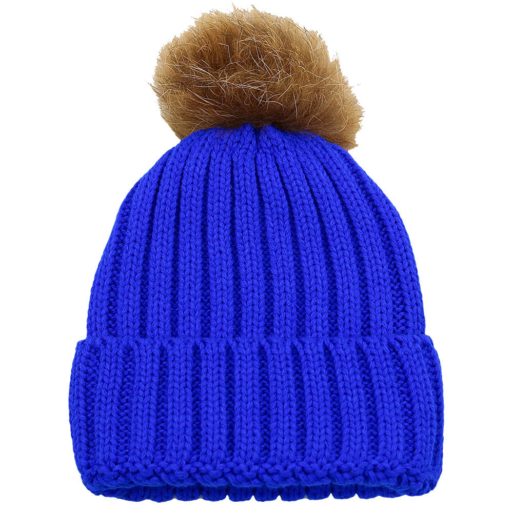 Fur Ball Knitted Hat Warm And Thick Woolen Cap Limorista