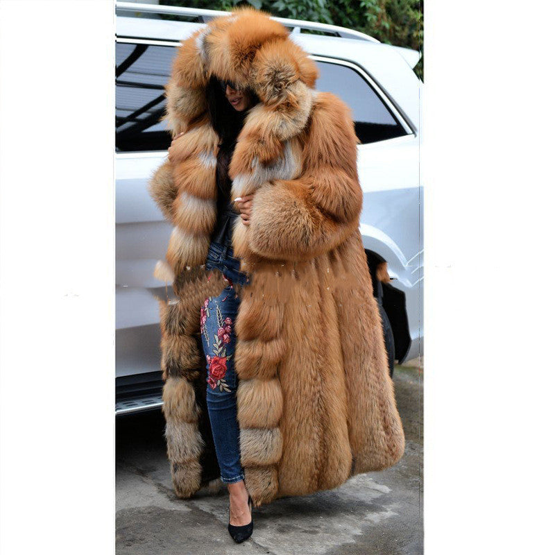 Faux Fur Coat Women Long Hooded Fur Coat Limorista