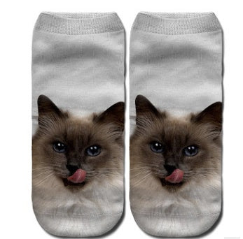 Popular Funny Unisex Short Socks 3D Cat Printed Anklet Socks Casual Socks Limorista