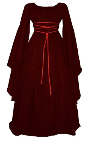 Halloween Long Sleeve Round Collar Belt Irregular Ladies Dress Halloween Witch Costume Limorista