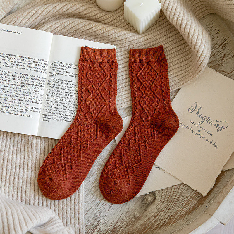 Solid Color Fashion Warm Classic Pattern Wool Socks Limorista