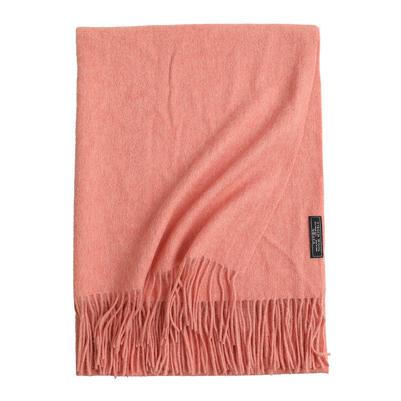 New Solid Color Wool Long Beard Warm Tassel Scarf Thick Limorista