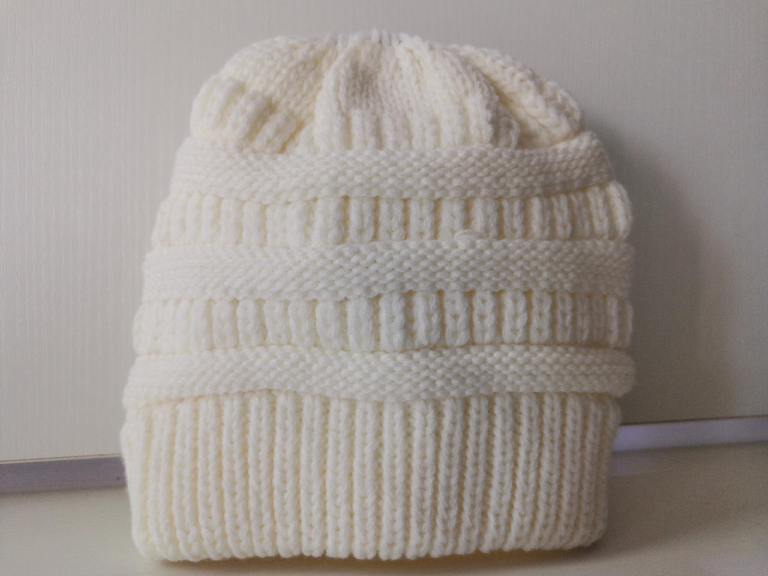 Mixed Color Knitted Wool Hat Ladies Non-labeled Ponytail Hat Limorista