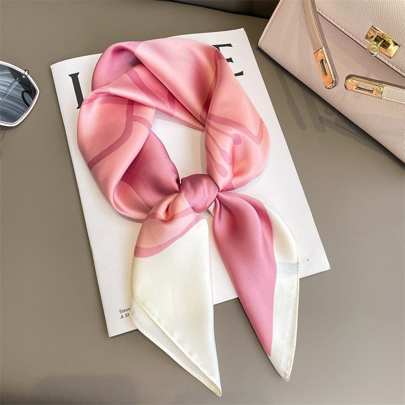 Artificial Silk Striped High-grade Korean Style Stylish Beach Arm Bag Silk Scarf Limorista