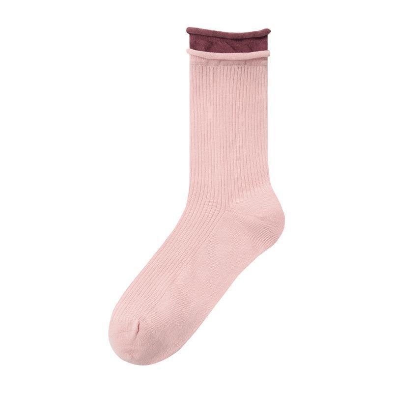 Contrast Color Double Screw Transparent Silk Cool Sunken Stripe Socks Limorista