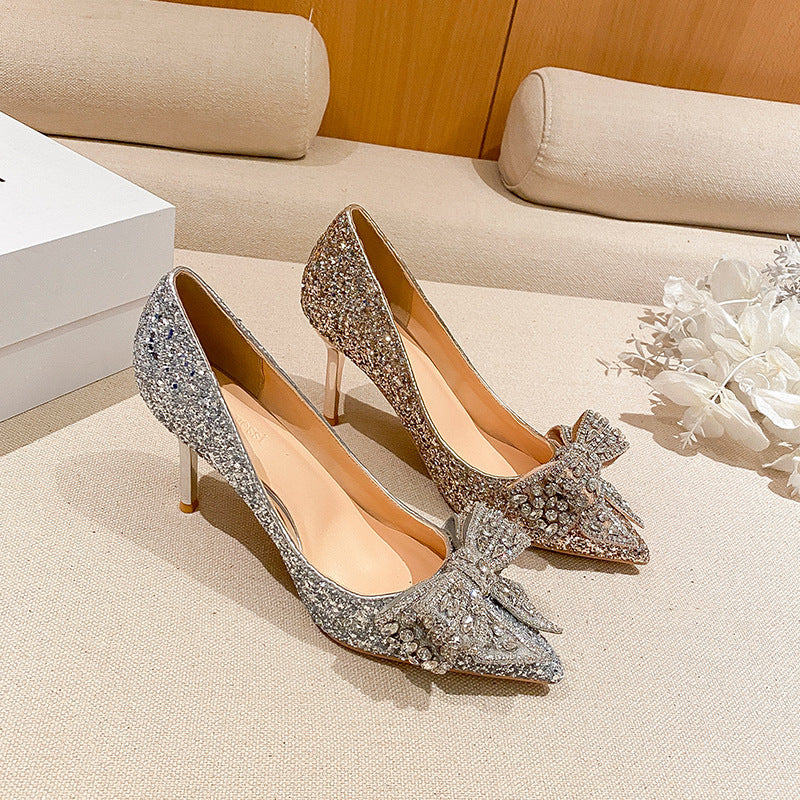 Sequin Rhinestones Bowknot High Heels Limorista