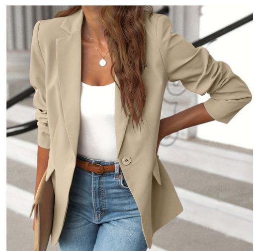 Polyester Autumn Long Sleeve Solid Color Cardigan Small Suit Jacket For Women Limorista