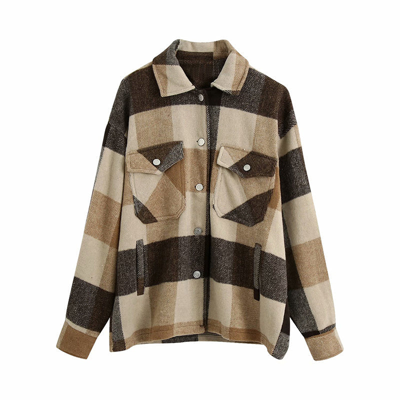 Ladies casual plaid shirt jacket Limorista