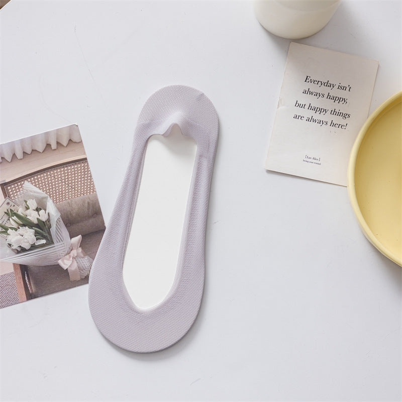 V Cut Ice Silk Mesh Invisible Female Socks Bottom Heel Color Matching Limorista