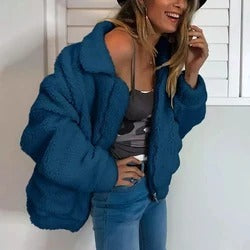 Faux lambswool oversized jacket coat Winter black warm hairly jacket Women autumn outerwear Limorista