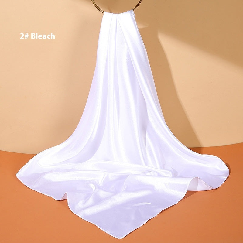 Pure Color Silk Scarf Artificial Silk 90cm Shiny Satin Shawl Limorista