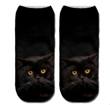 Popular Funny Unisex Short Socks 3D Cat Printed Anklet Socks Casual Socks Limorista