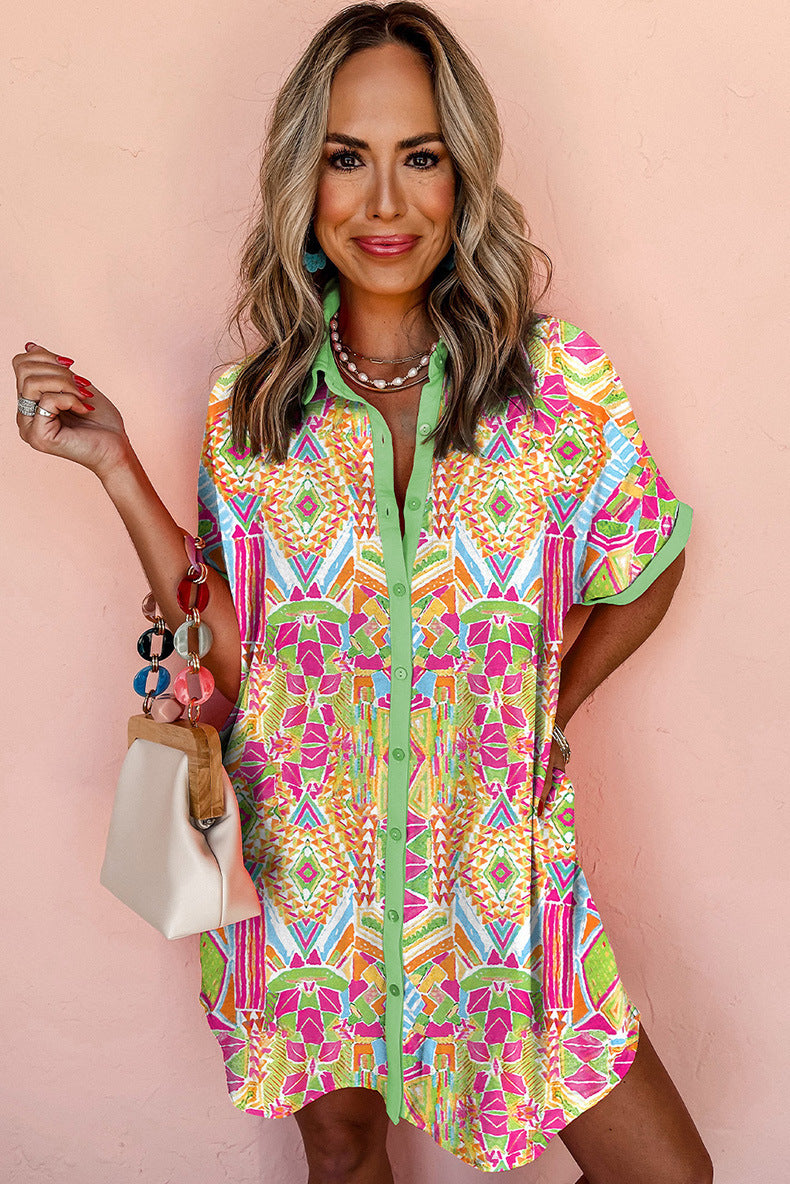 Fashion Geometry Pattern Printed Dress Women Limorista
