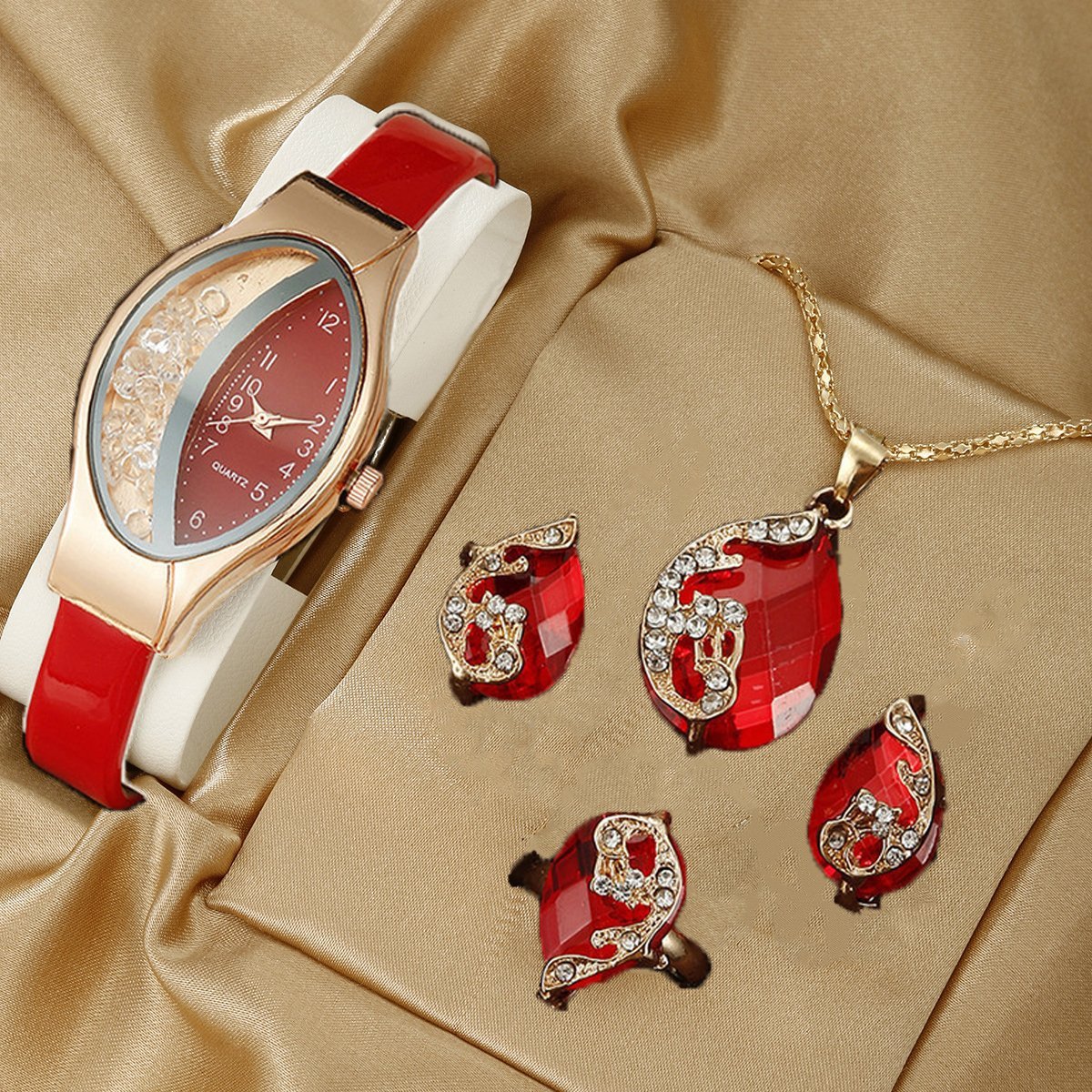Fashion Watch Gift Suit Quartz Watch Necklace Bracelet Ring Stud Earrings Limorista