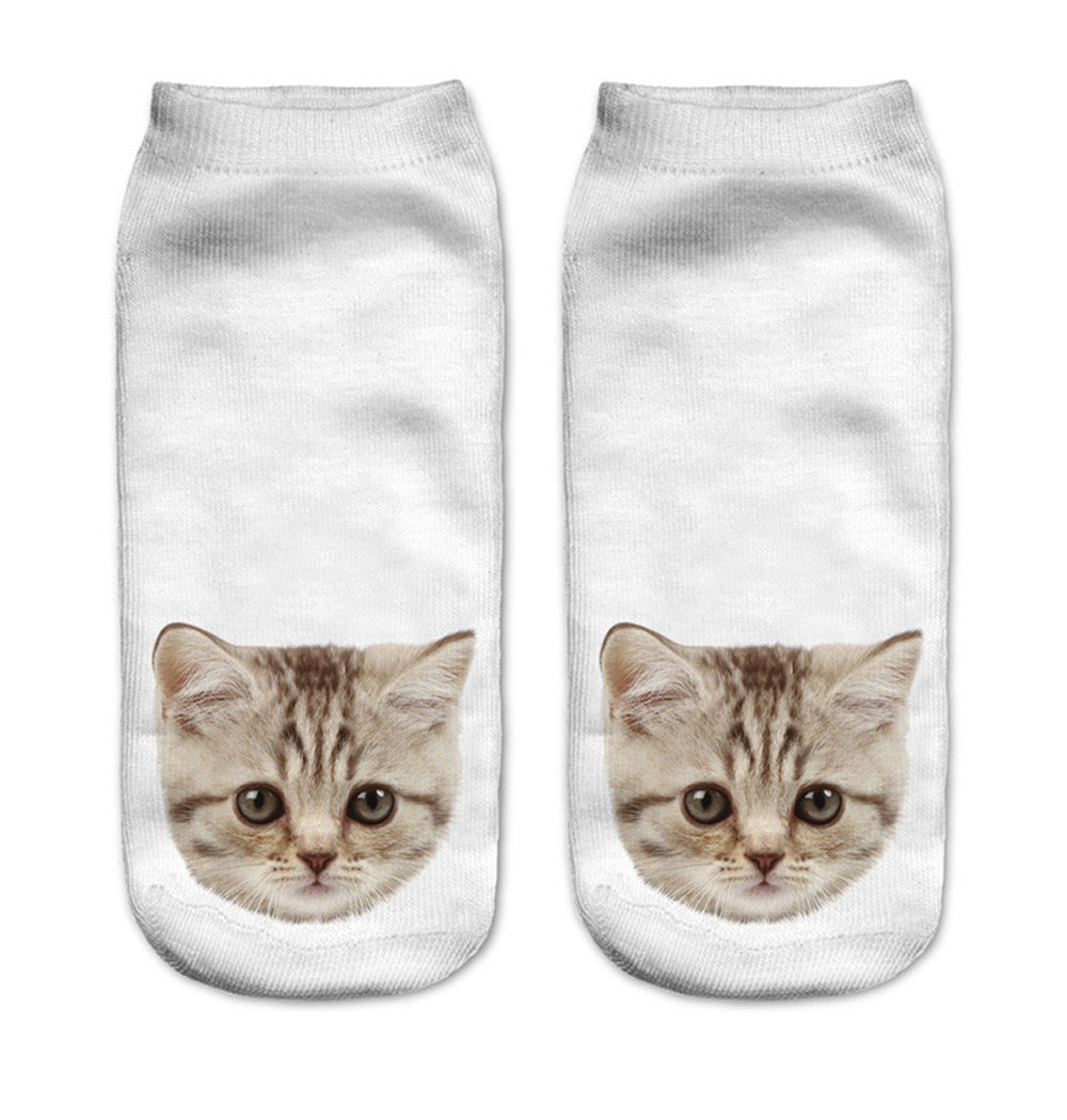 Popular Funny Unisex Short Socks 3D Cat Printed Anklet Socks Casual Socks Limorista