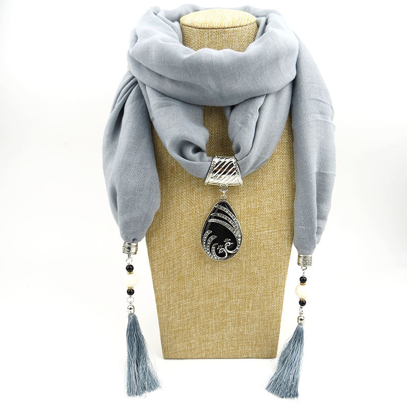 Ethnic Style Peacock Pendant Gem Tassel Scarf Shawl Autumn And Winter Women&