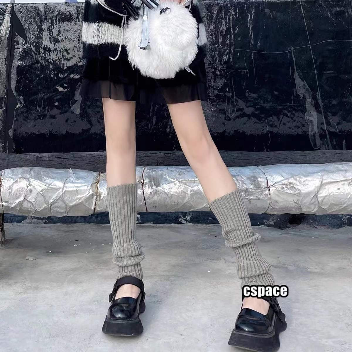 Solid Color Knitted Socks Stockings Limorista