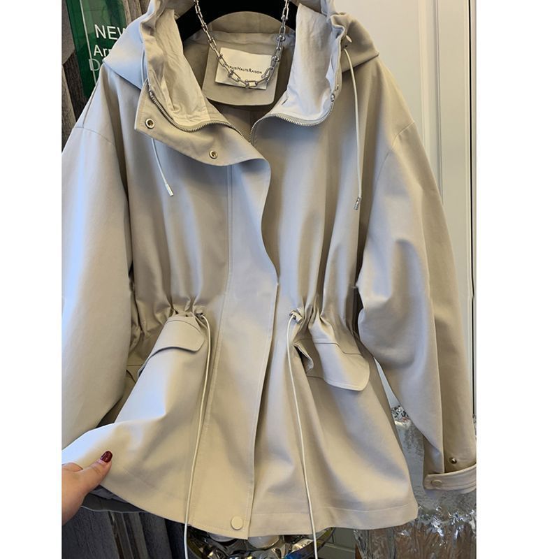 British Style Hooded Trench Coat Coat Women&