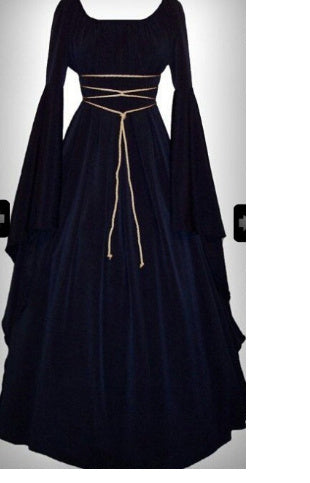 Halloween Long Sleeve Round Collar Belt Irregular Ladies Dress Halloween Witch Costume Limorista