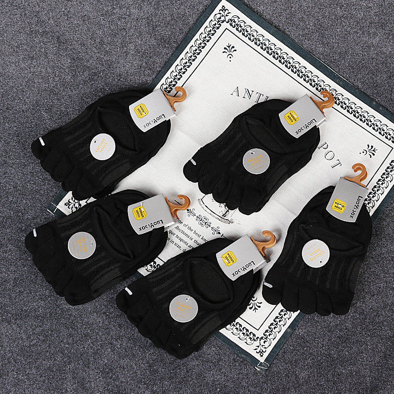 Ladies Pure Cotton Deodorant Socks Sweat Absorbing Invisible Five Finger Socks Limorista