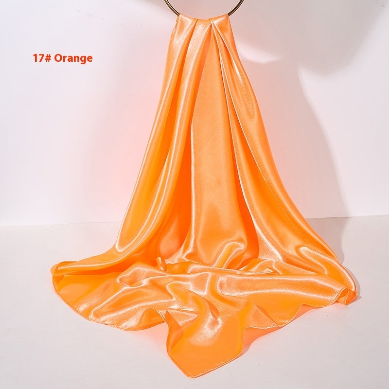 Pure Color Silk Scarf Artificial Silk 90cm Shiny Satin Shawl Limorista
