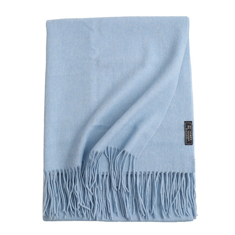 New Solid Color Wool Long Beard Warm Tassel Scarf Thick Limorista