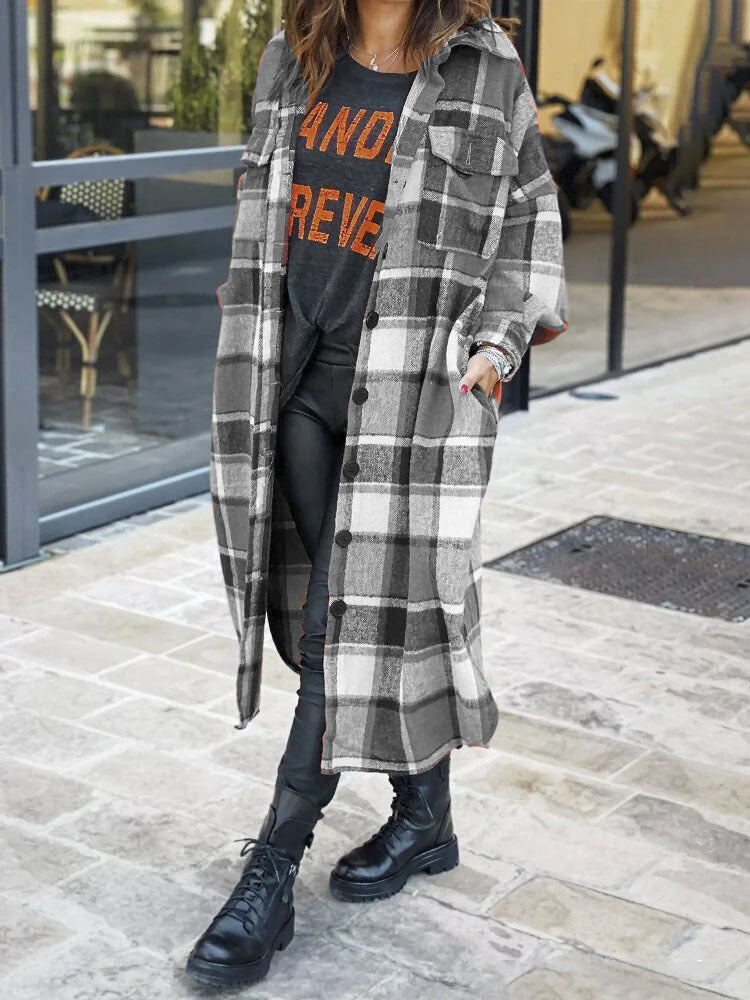 Extended Trench Coat Lapel Side Slit Women&