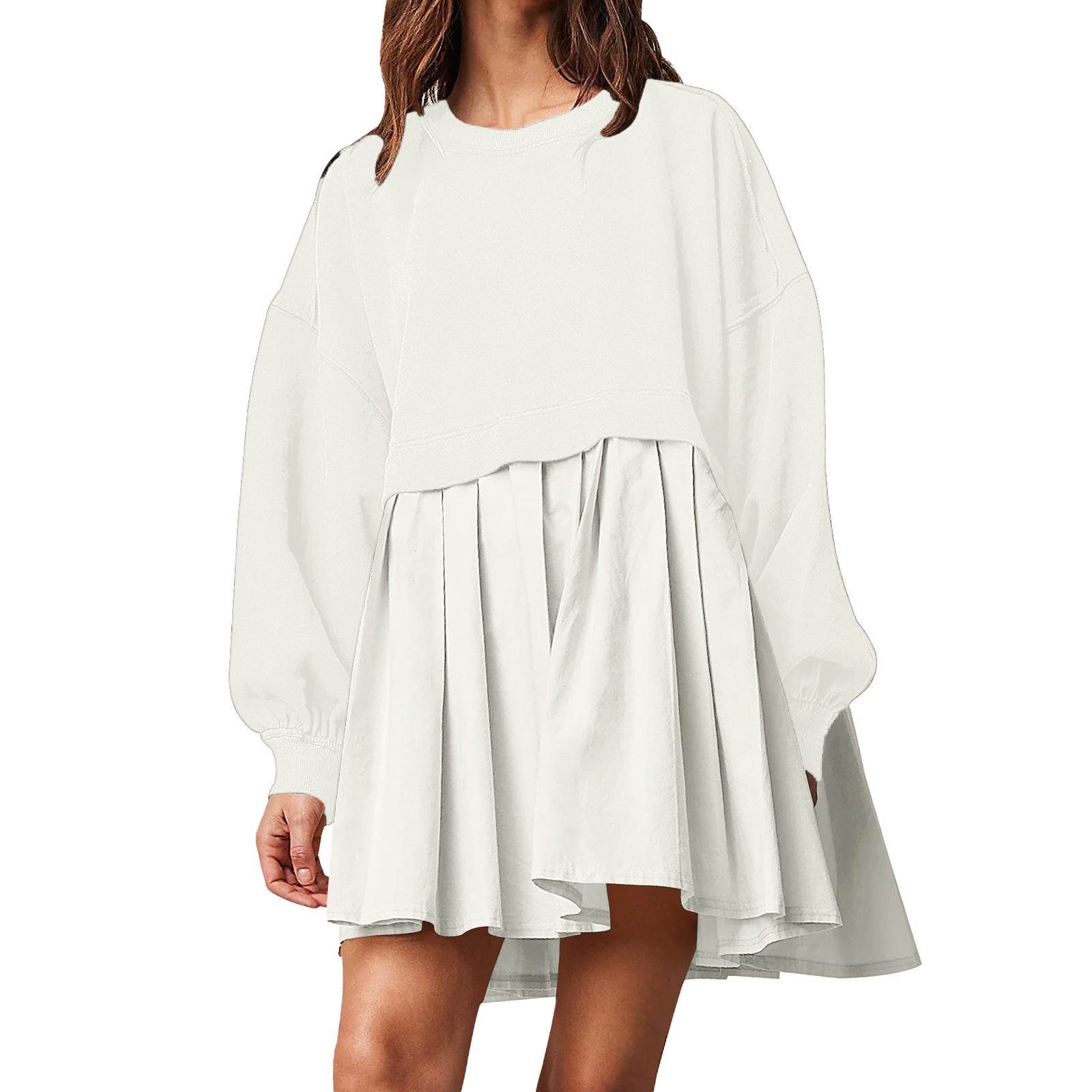 Sweater Dress Loose Long Sleeve Crewneck Pullover Tops Relaxed Fit Sweatshirts Short Dress Autumn And Winter Limorista