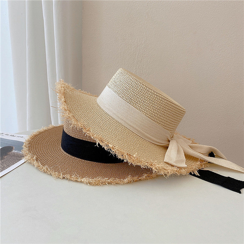 Japanese All-match Frayed Bow Straw Hat Limorista