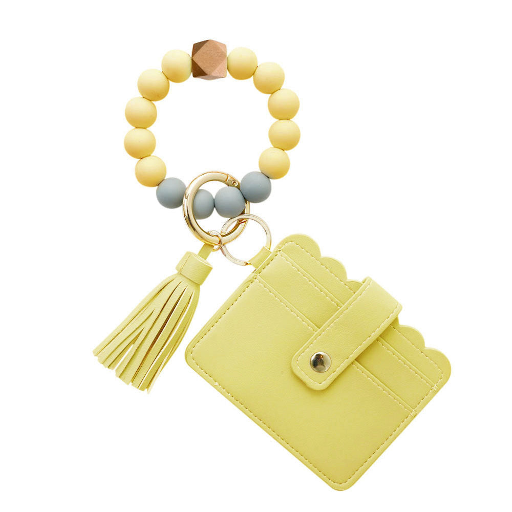 PU Tassel Card Case Silicone Bracelet Key Ring Limorista