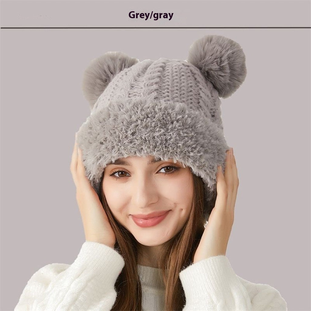 Winter Cute Fur Ball Knitted Hat Children Outdoor Limorista