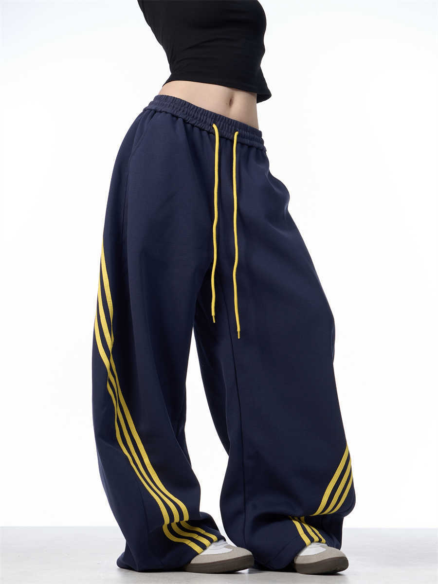 Striped Lace-up Machete Casual Pants Loose Wide-leg Pants Limorista