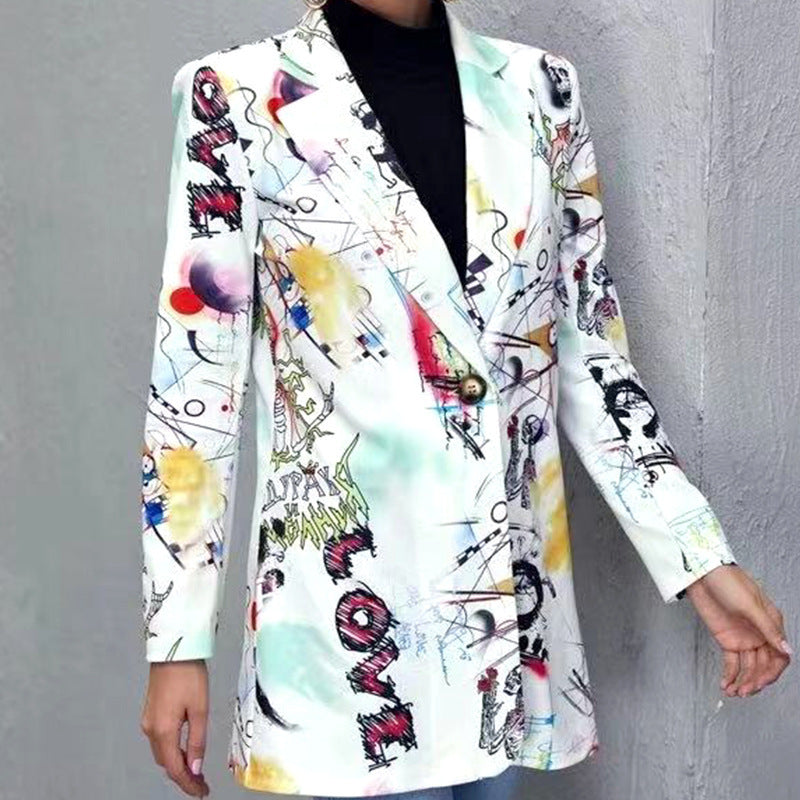 Printed Casual Printed Small Suit Jacket Women&
