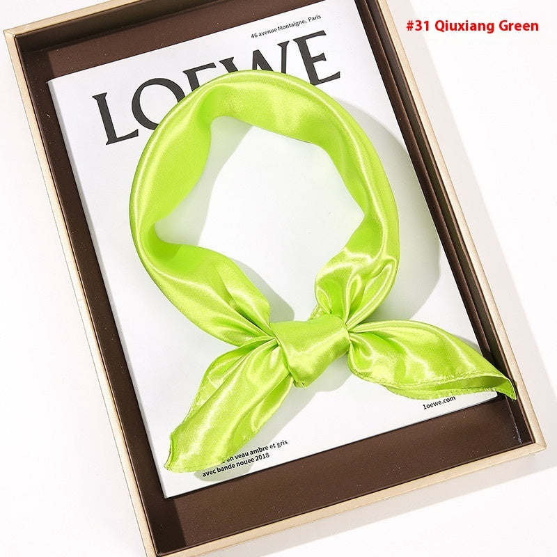 Solid Color Square Scarf Artificial Silk Small Square Towel Limorista