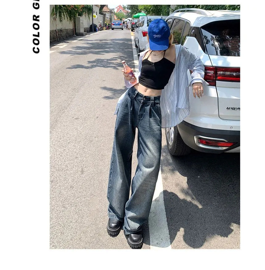 Mid-rise Washed Wide-leg Jeans Limorista