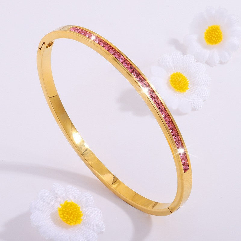 Titanium Steel Electroplated Diamond Silver Bracelet European And American Fashion Bracelet Ornament Limorista