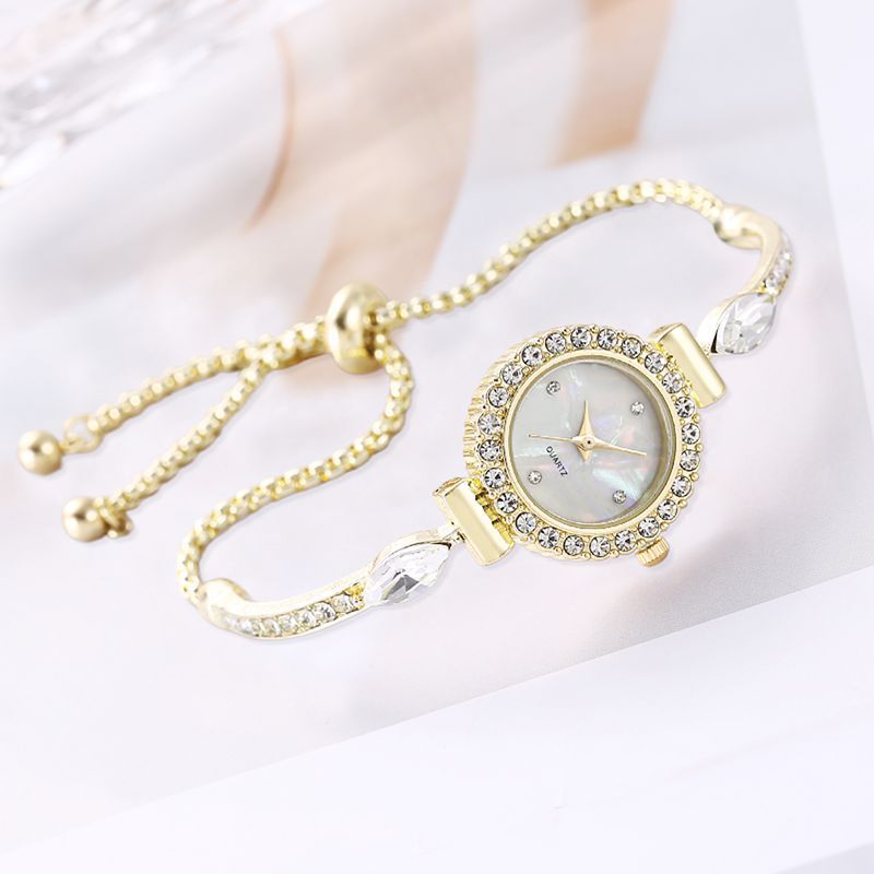 Diamond Dial Decorative Pull-out Bracelet Watch Limorista