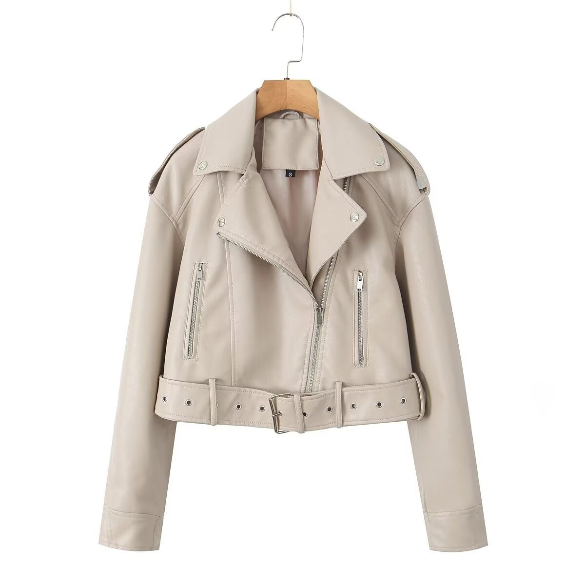 Washed Leather Motorcycle Jacket Women Limorista