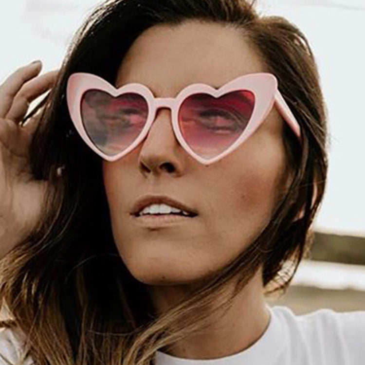 New Trendy Fashion Peach Heart Big Frame Personality Sunglasses Limorista