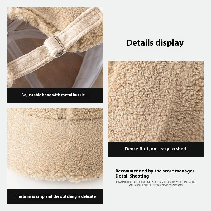 Lamb Wool Hat For Women Plush Peak Cap Limorista