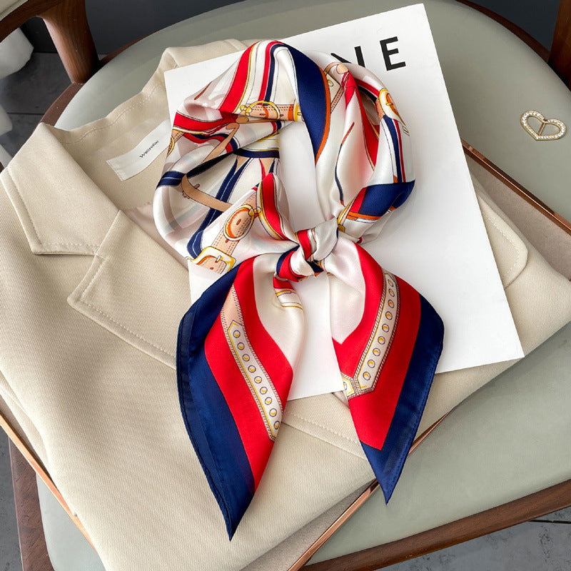 Artificial Silk Striped High-grade Korean Style Stylish Beach Arm Bag Silk Scarf Limorista