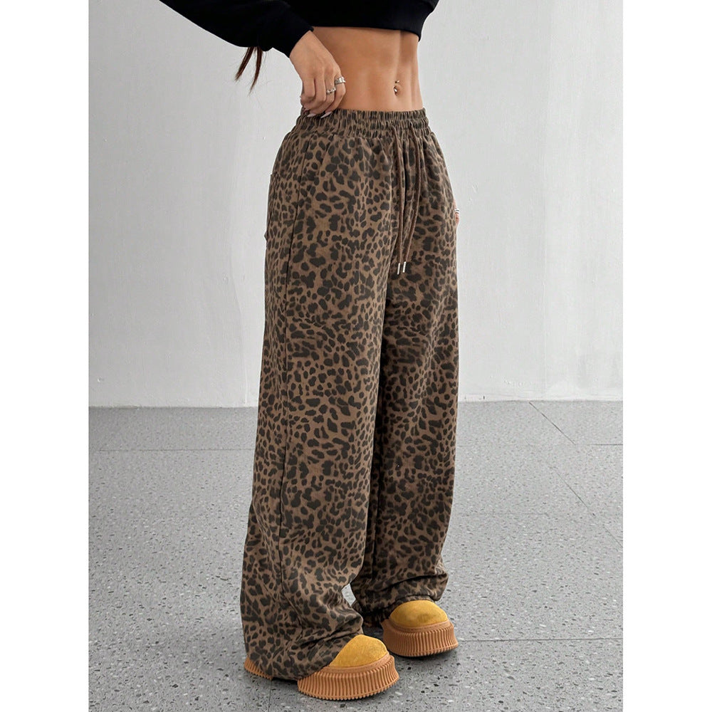 Leopard Print Floral Print Casual Jumpsuit Wide Leg Loose Limorista