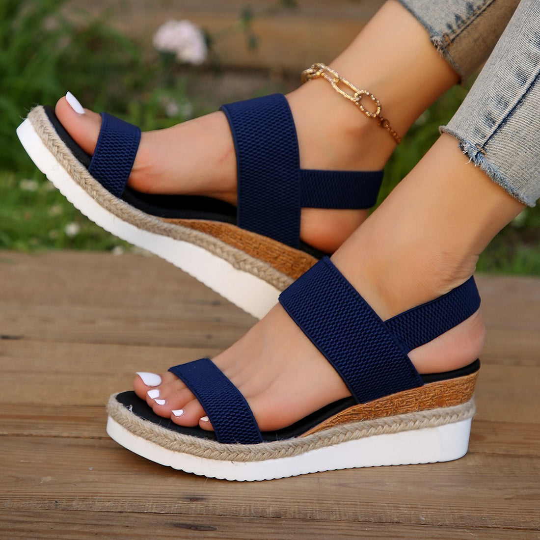Peep Toe Plus Size Buckle Wedge Platform Limorista
