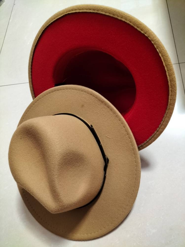 European And American Popular Woolen Top Color Matching Flat Brim Fedora Jazz Hat Limorista